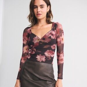 Abercrombie & Fitch Zoe Bra-Free Long-Sleeve Mesh Top